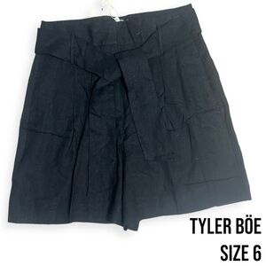 Tyler Boe black linen dress shorts with tie waist size 6